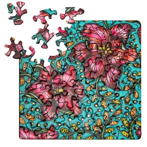 Curiosi: Roze Bloemen - Goud (72) minipuzzel