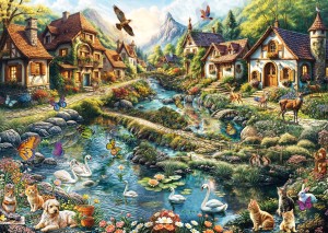 Schmidt: Village on the edge of the forest (1000) SCHADE AAN DOOS OP = OP