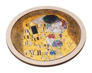 Dam: Gustav Klimt - The Kiss (48) houten ronde puzzel