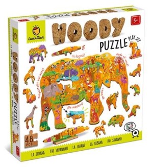 Ludattica: Woody Puzzle - The Savannah (48) houten kinderpuzzel