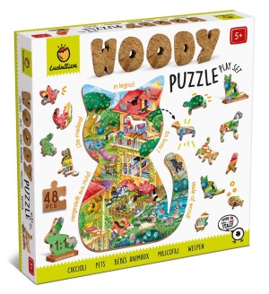 Ludattica: Woody Puzzle - Pets (48) houten kinderpuzzel