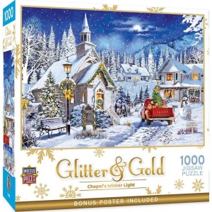 Master Pieces: Chapel's Winter Lightt (1000) kerstpuzzel Master Pieces: Chapel's Winter Lightt (1000) kerstpuzzel