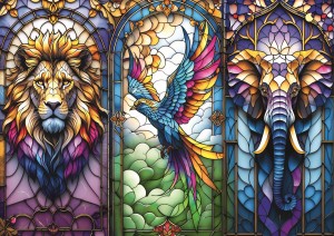 Trefl: Stained Glass Animals (1000) legpuzzel