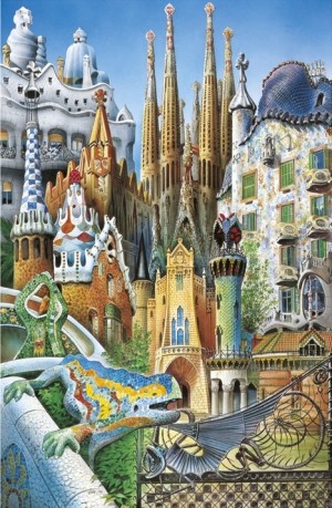 Educa: Minipuzzel Gaudi Collage (1000) verticale minipuzzel