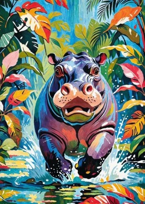 Cherry Pazzi: Happy Hippo (500) verticale puzzel