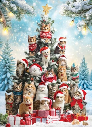 Eurographics: Cat Christmas Tree (1000) verticale puzzel