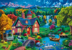 Bluebird: Colourful House near the Lake (1000) legpuzzel