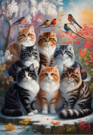 Alipson: Feline Winter (1000) verticale puzzel