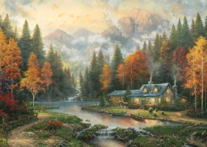 Schmidt: Thomas Kinkade - Evening at Autumn Lake (1000) legpuzzel