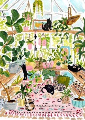 Pieces and Peace: Botanical Cats (500) verticale puzzel