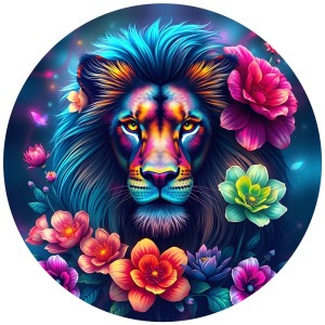Bluebird: Round Puzzle - Rainbow Lion (501) ronde puzzel