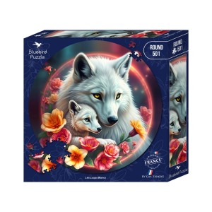 Bluebird: Round Puzzle - White Wolves (501) ronde puzzel