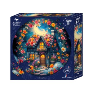 Bluebird: Round Puzzle - Le Cottage Fleuri (501) ronde puzzel