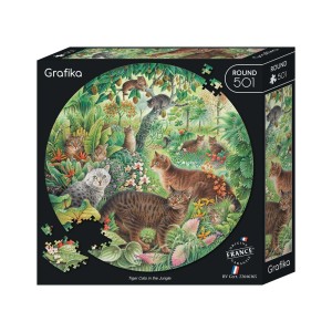 Grafika: Round Puzzle - Tiger Cats in the Jungle (501) ronde puzzel