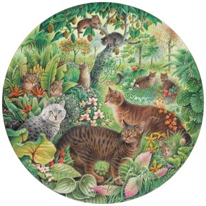 Grafika: Round Puzzle - Tiger Cats in the Jungle (501) ronde puzzel
