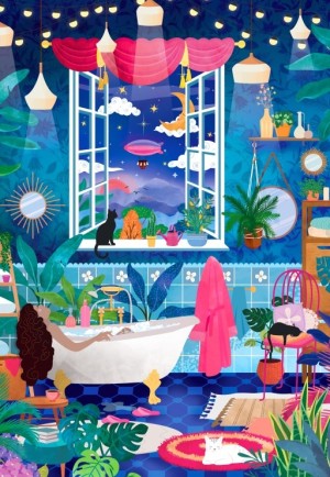 Pieces and Peace: Bubbles and Stars (1000) verticale puzzel