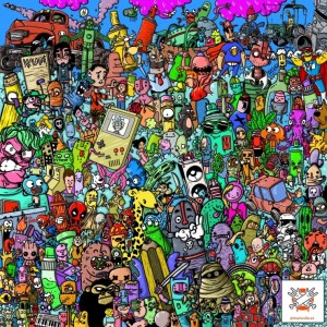 Grafika: Cartoon Party (1024) vierkante puzzel