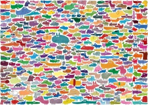 Ravensburger: 387 Dogs and One Cat (300XXL) legpuzzel