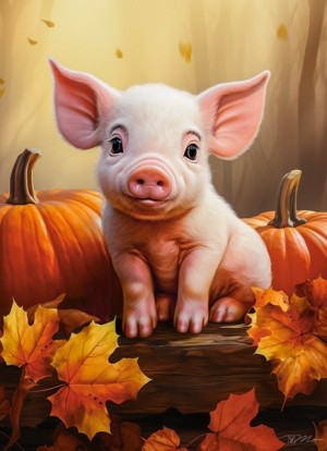 Castorland: Cute Fall Piglet (300XL) verticale puzzel