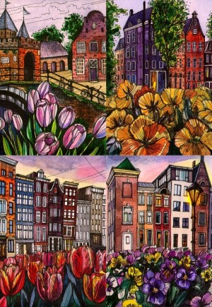 Grafika: Flowers (1000) verticale puzzel