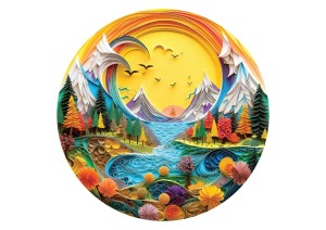 Art Puzzle: Paper Landscape (570) ronde puzzel