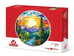 Art Puzzle: Stained-Glass Alps (570) ronde puzzel