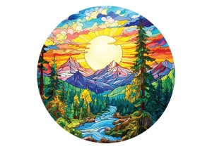 Art Puzzle: Stained-Glass Alps (570) ronde puzzel