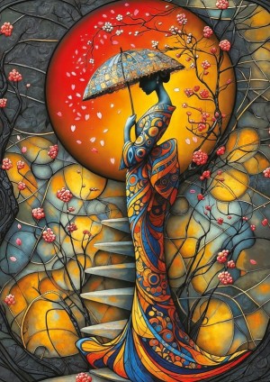 Art Puzzle: Sakura Rain (1000) verticale puzzel