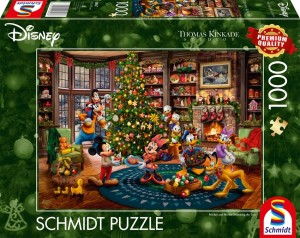 Schmidt: Thomas Kinkade Disney Mickey and Minnie Trimming the Tree (1000) disneypuzzel
