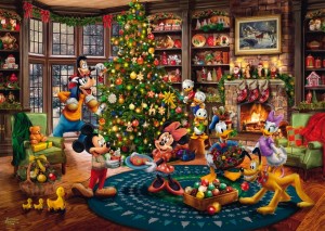 Schmidt: Thomas Kinkade Disney Mickey and Minnie Trimming the Tree (1000) disneypuzzel
