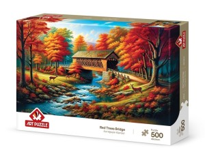 Art Puzzle: Red Trees Bridge (500) legpuzzel