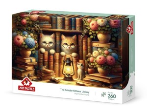 Art Puzzle: The Scholar Kitten's Library (260XL) legpuzzel