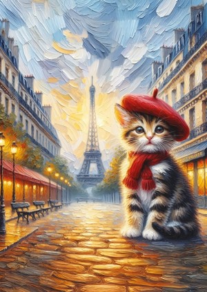 Art Puzzle: The Artist Cat in Paris (260XL) verticale puzzel
