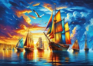 Art Puzzle: The Harbor of Colorful Sails (500) legpuzzel