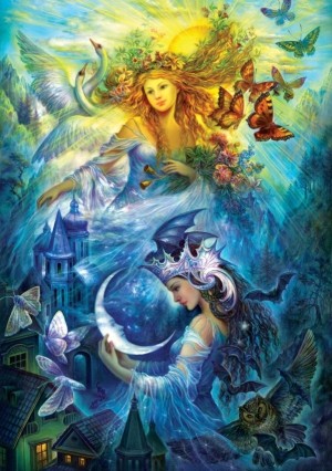 Art Puzzle: The Day and Night Princesses (1000) verticale puzzel