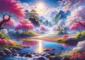 Art Puzzle: The Cherry Blossom Valley (1500) legpuzzel