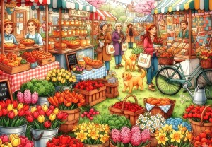 Alipson: Colorful Farmers Market (1000) legpuzzel
