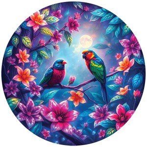Bluebird: The Birds on the Branche (501) ronde puzzel