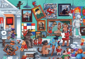 Bluebird: Cats and Dogs Art Gallery (1000) legpuzzel