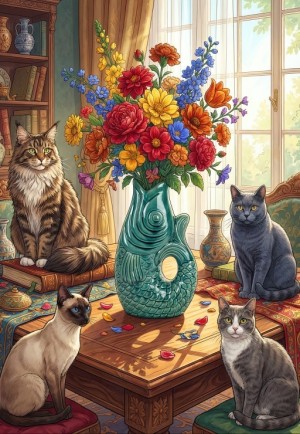 Alipson: The Fish Vase (1000) verticale puzzel