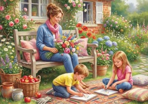 Trefl: Family in the Garden (1000) legpuzzel