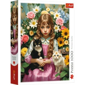 Trefl: The Girl with the Cats (1000) verticale puzzel