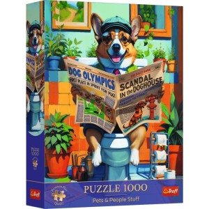 Trefl: Corgi's Toilet Times (1000) verticale puzzel