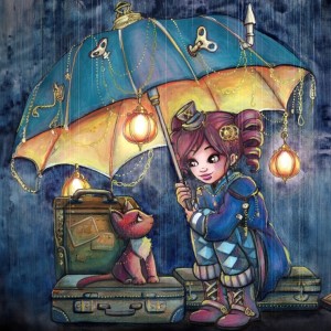 Grafika: Friends under the Umbrella (1024) legpuzzel