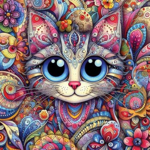 Yazz: Big Eyed Cat (1000) vierkante puzzel