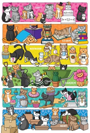 Cobble Hill: Doodlecats Days (100XL) verticale puzzel
