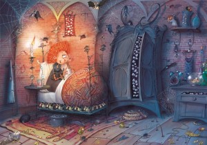 Grafika: Witch in Bed - Francois Ruyer (1000) legpuzzel
