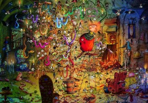 Grafika: Witch Decorating Tree - Francois Ruyer (1000) legpuzzel
