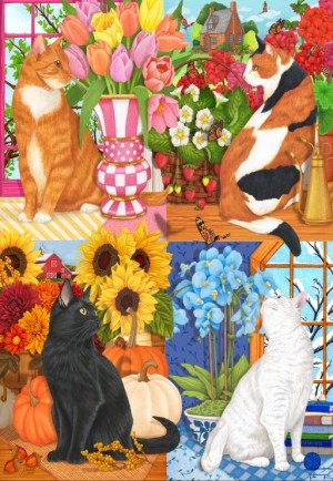 Bluebird: Four Seasons of Cats (1000) verticale puzzel