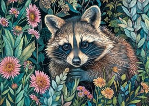 Cherry Pazzi: Raccoon in Flowers (1000) legpuzzel